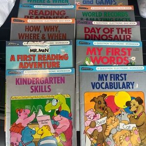 Lot of 10 Vintage 1980s QUESTRON Electronic Quiz/Workbooks